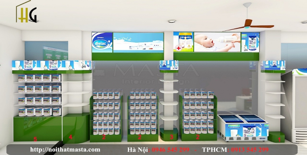 thiết kế shop sữa Kim Yến